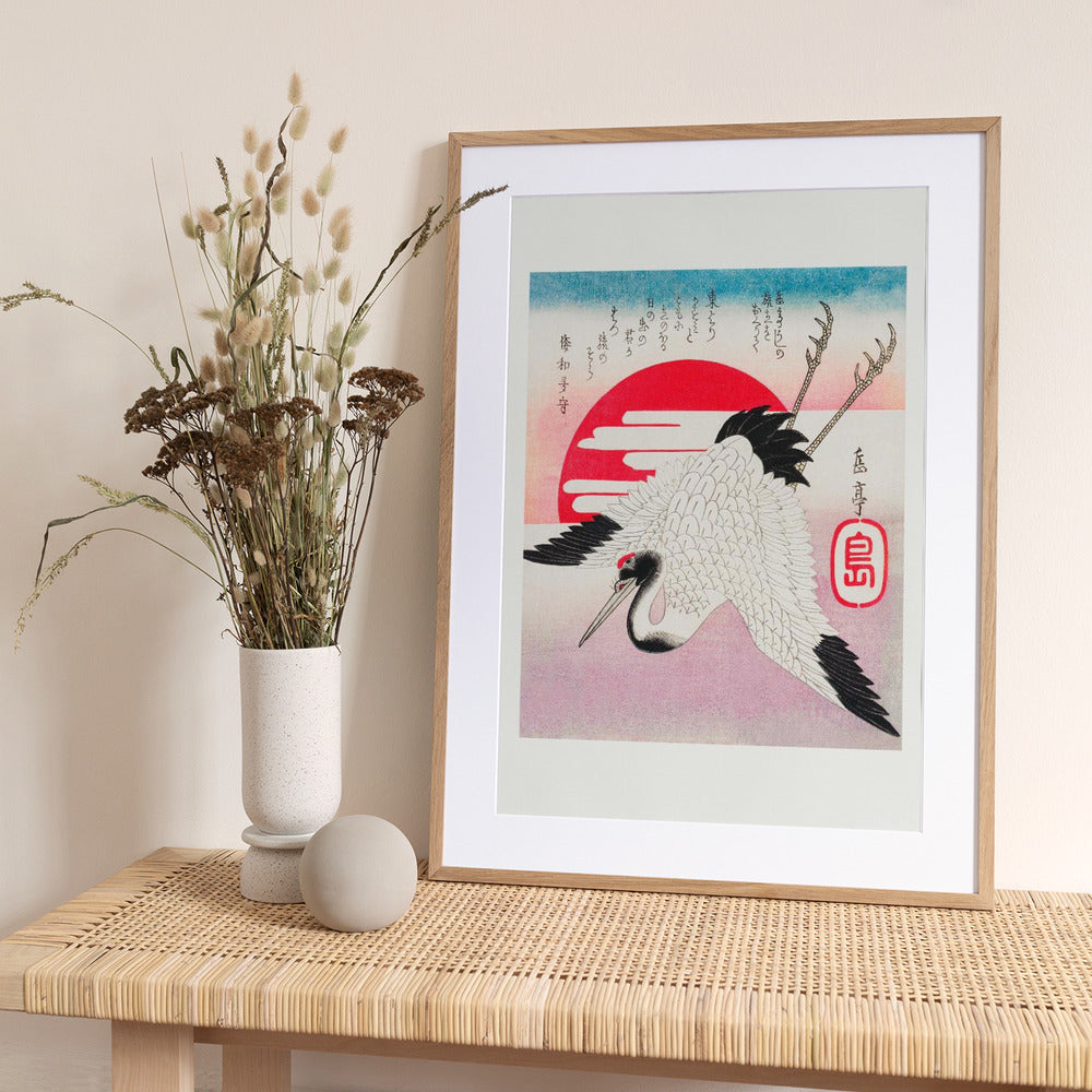 Japanese Flying Crane (1900) - Art Print by Yashima Gakutei