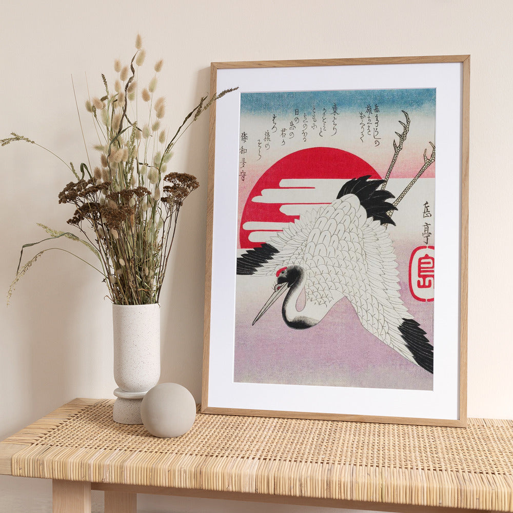 Japanese Flying Crane (1900) - Art Print by Yashima Gakutei