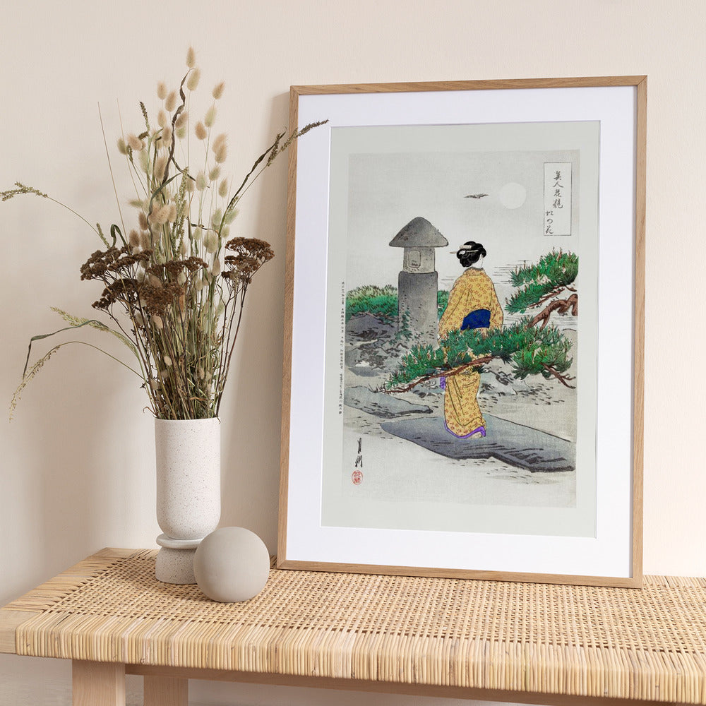 Full Moon and Pine Tree (1896) - Art Print by Ogata Gekko