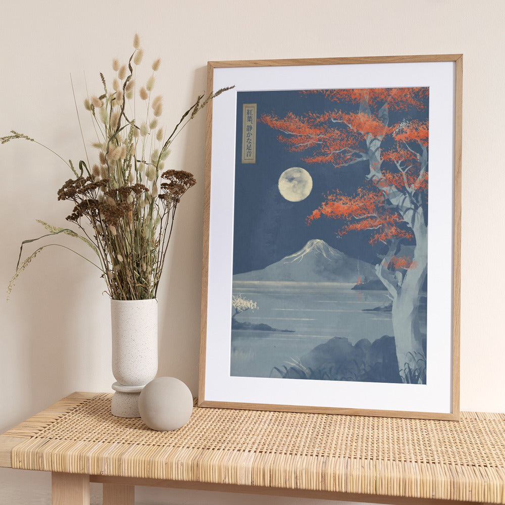 Crimson Leaves, Silent Steps - Art Print by Fadil Roze