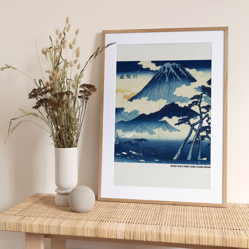 Distant View of Mount Asama In the Shinshu District - Art Print by Utagawa Hiroshige