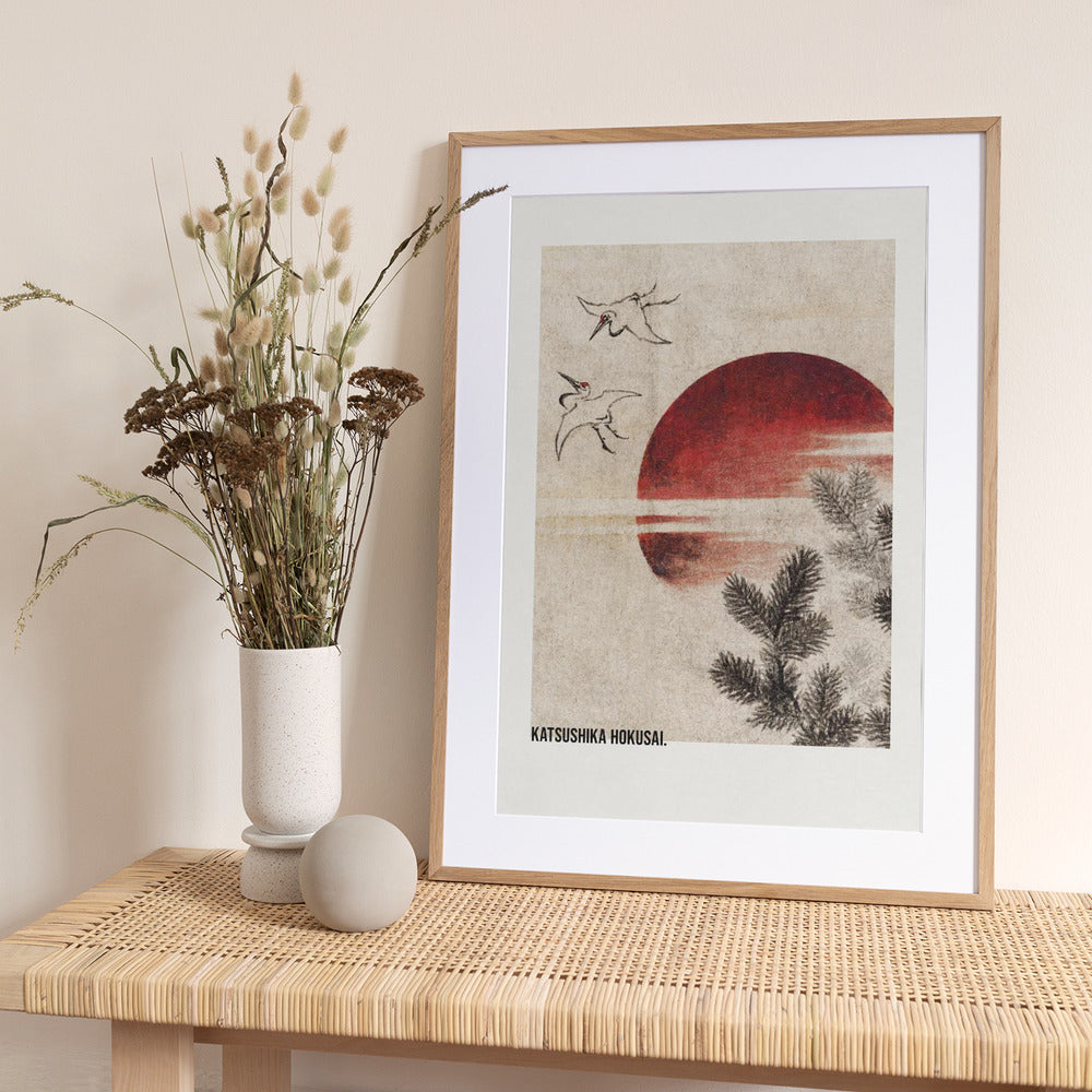 Birds and Sunset, From Album of Sketches (1814) - Art Print by Katsushika Hokusai