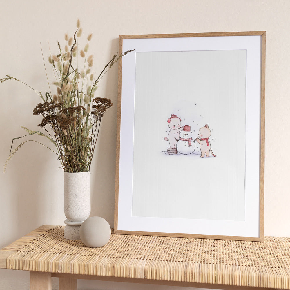 Cat and Dog In Noel - Art Print by Xuan Thai