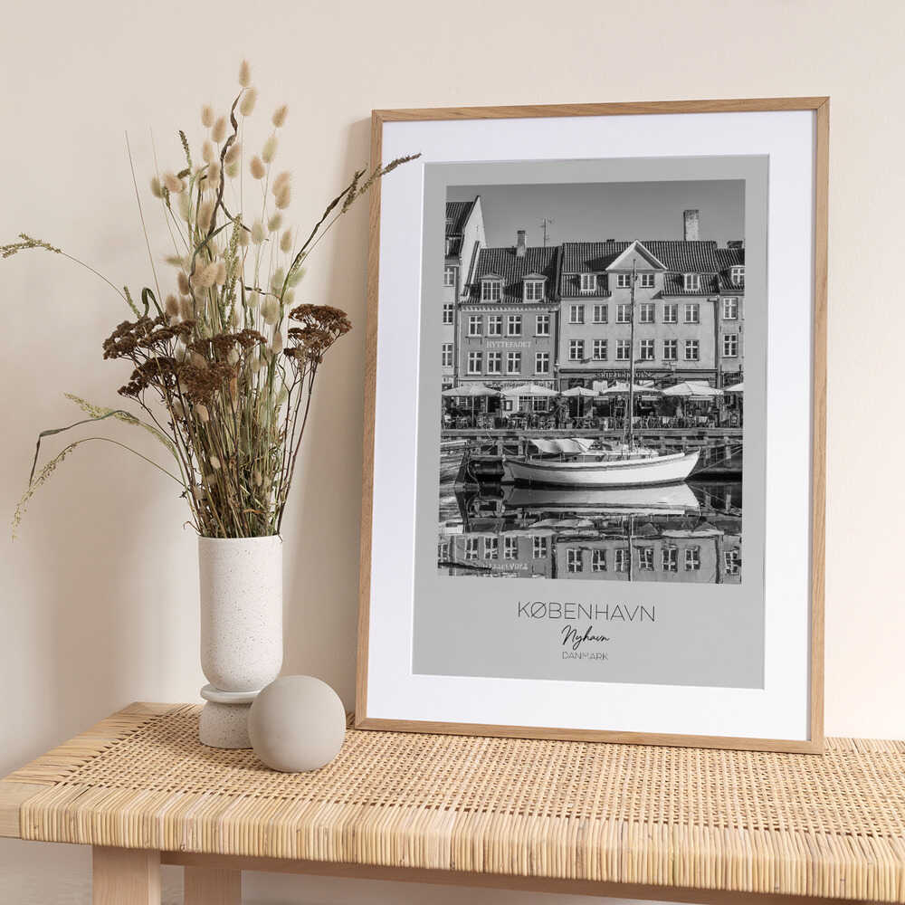 Serene Nyhavn Reflections - Art Print by Melanie Viola Travel Poster