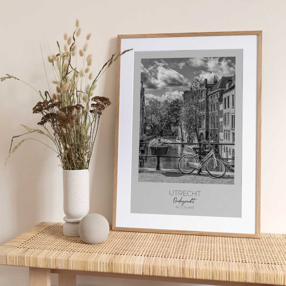 Oudegracht Canal Showcasing Historic Architecture - Art Print by Melanie Viola Travel Poster