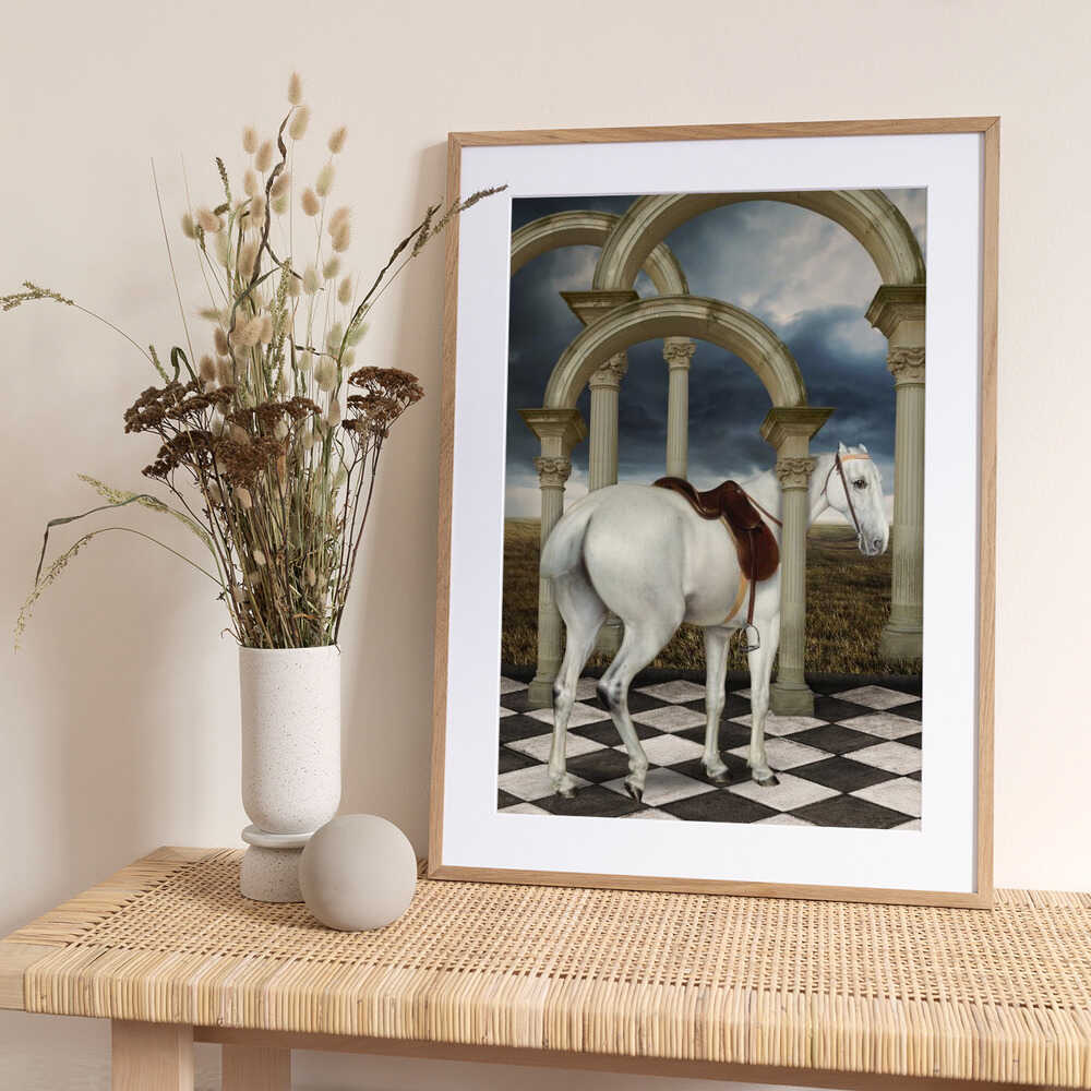 A Lady's Grey Hunter - Art Print by Marja van den Hurk