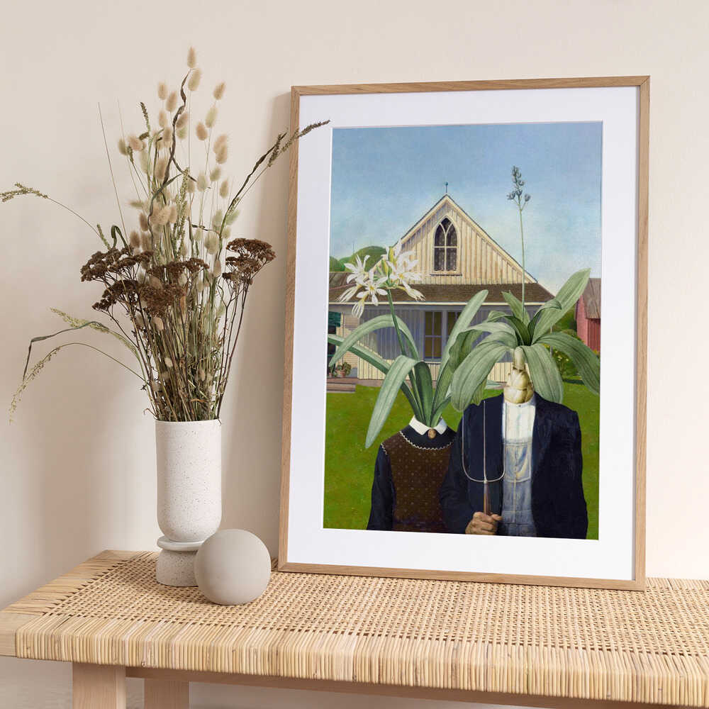 Floral Duo Patchwork - Art Print by Marja van den Hurk