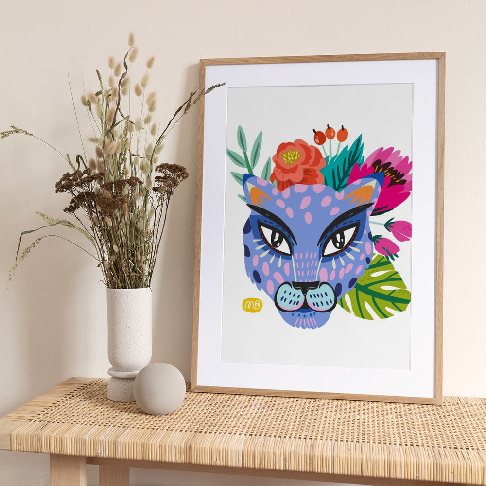 Floral Leopard Gaze - Art Print by Marusha Belle