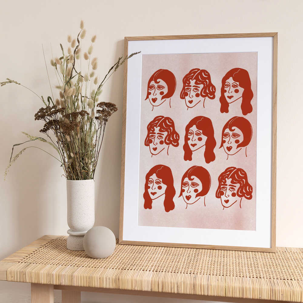cartoonish ladies - Art Print by Mela Patterns