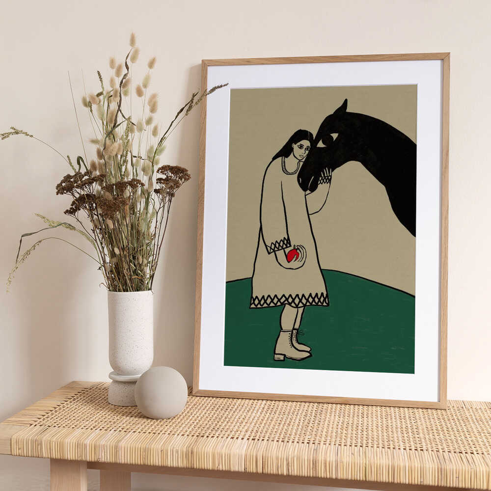 Lady and her horse - Art Print by Sharyn Bursic