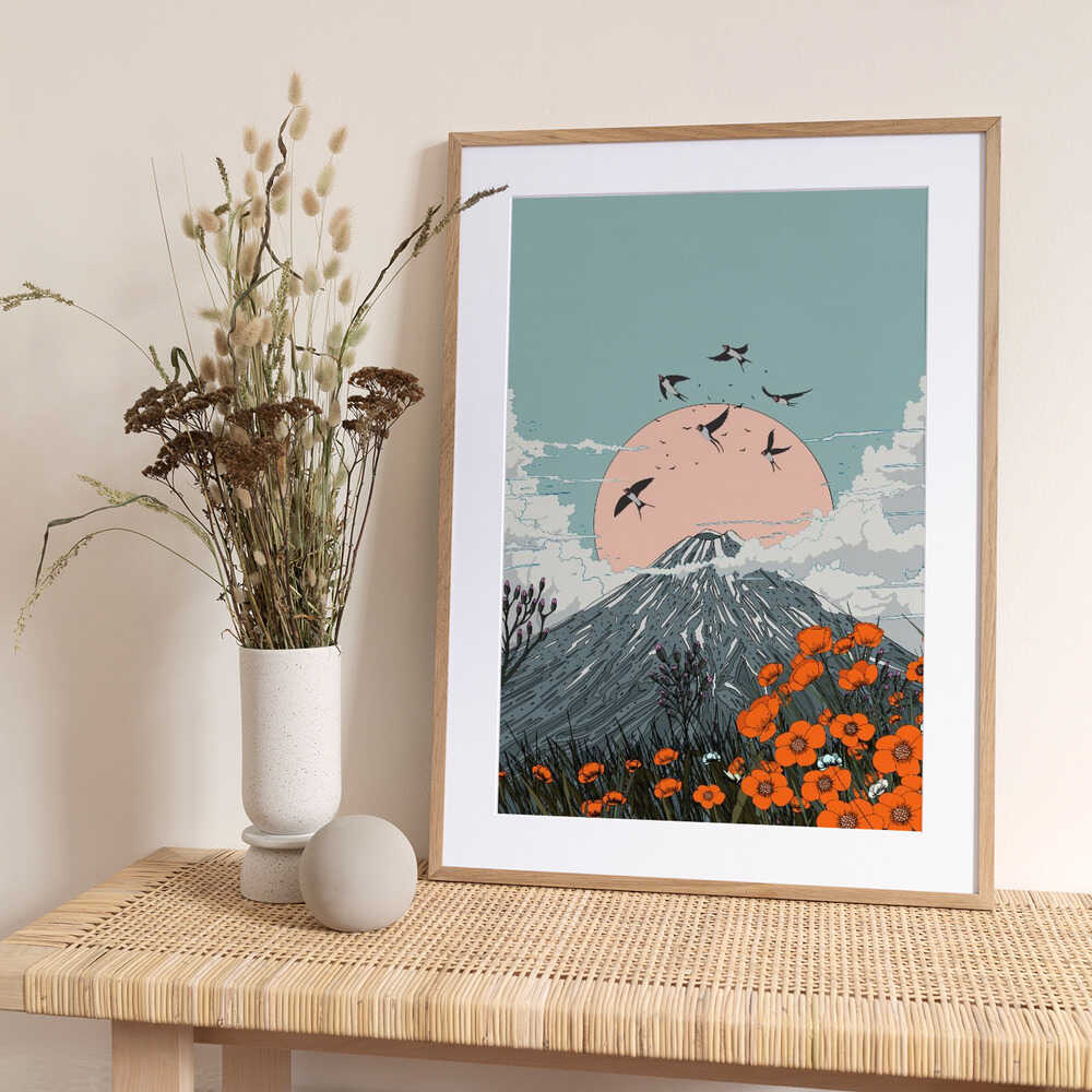 Volcano Swallows - Art Print by Nicholas