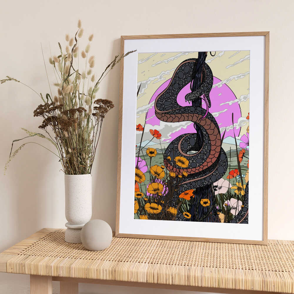 Snake In Asia - Art Print by Nicholas