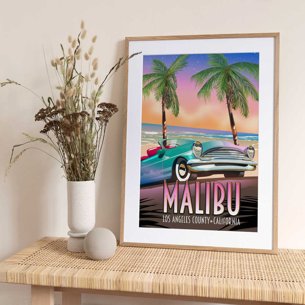 Malibu Los Angeles County California - Art Print by Nicholas Travel Poster