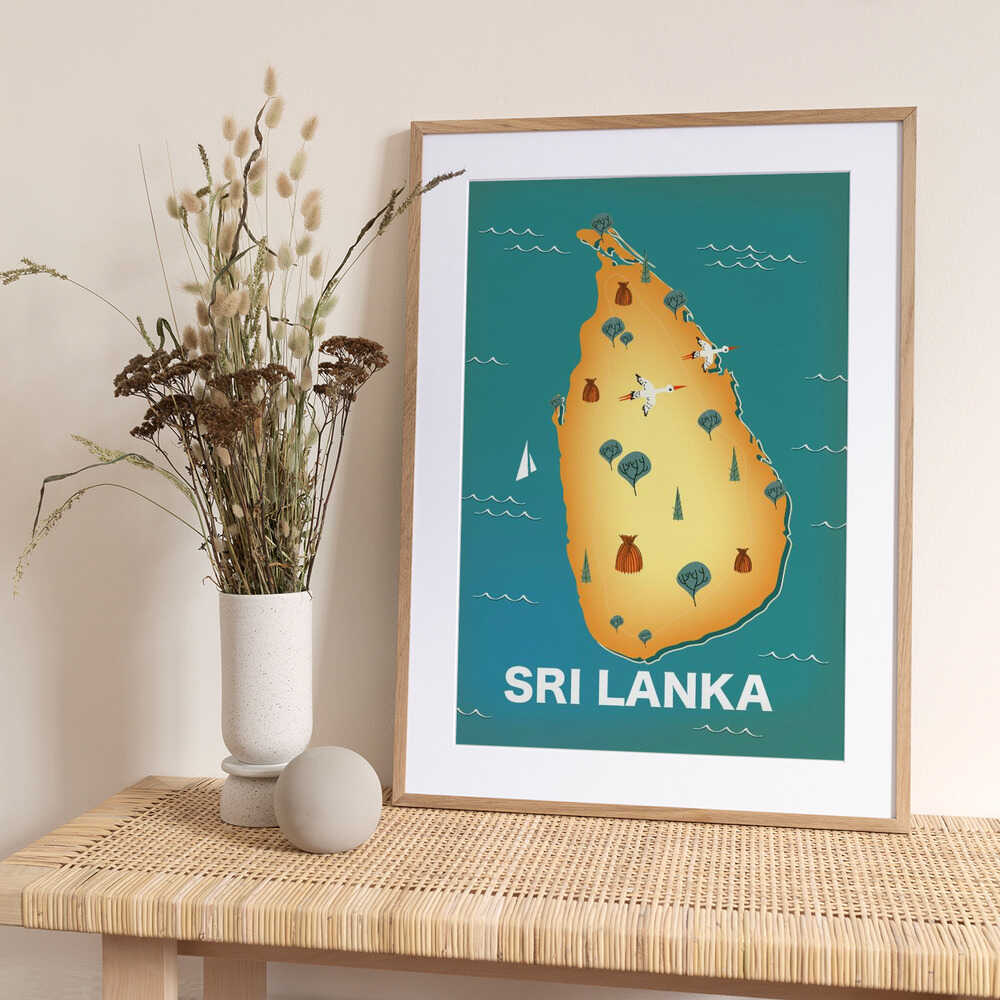 Sri Lanka Vintage Map - Art Print by Nicholas Travel Poster