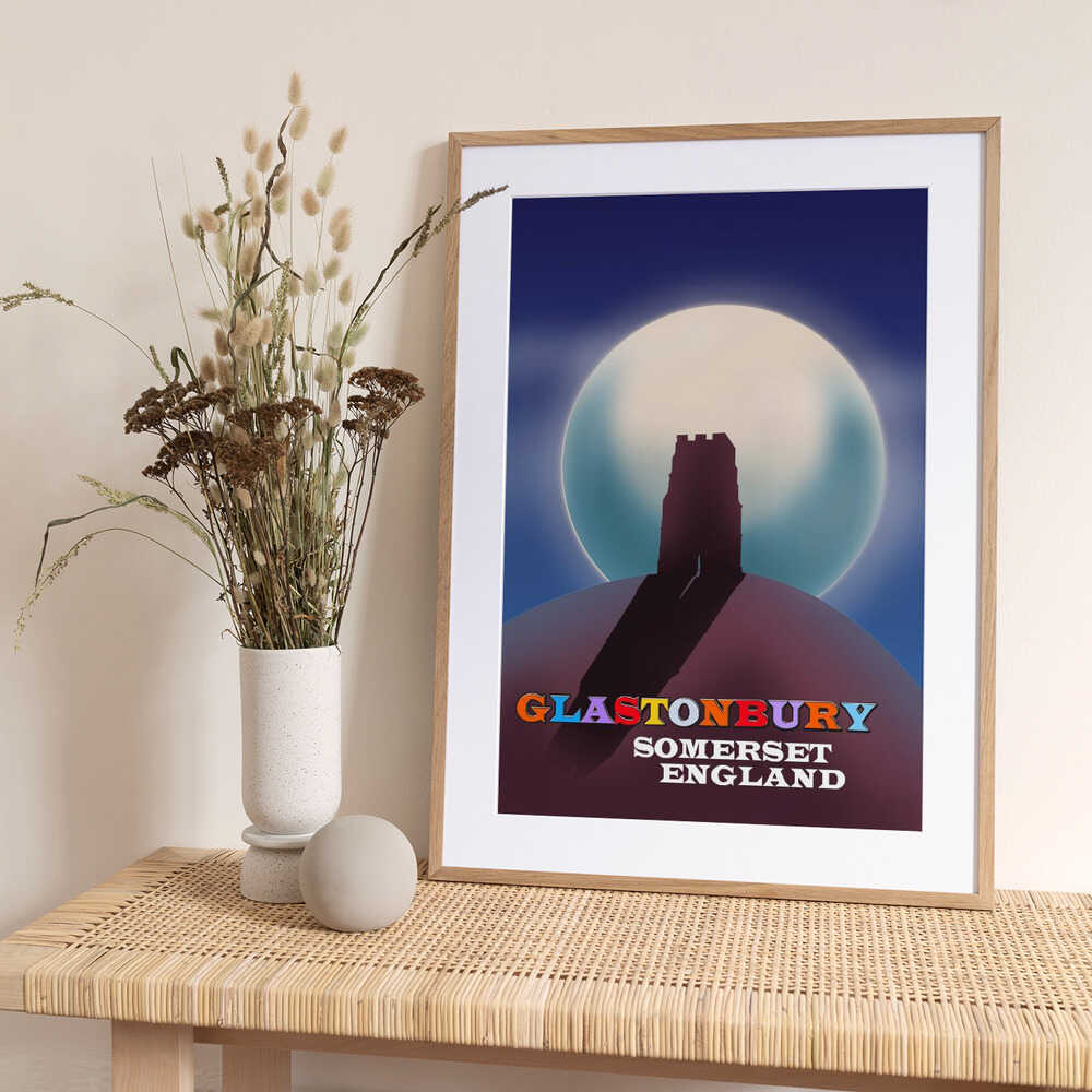 Glastonbury Tor Travel Poster - Art Print by Nicholas