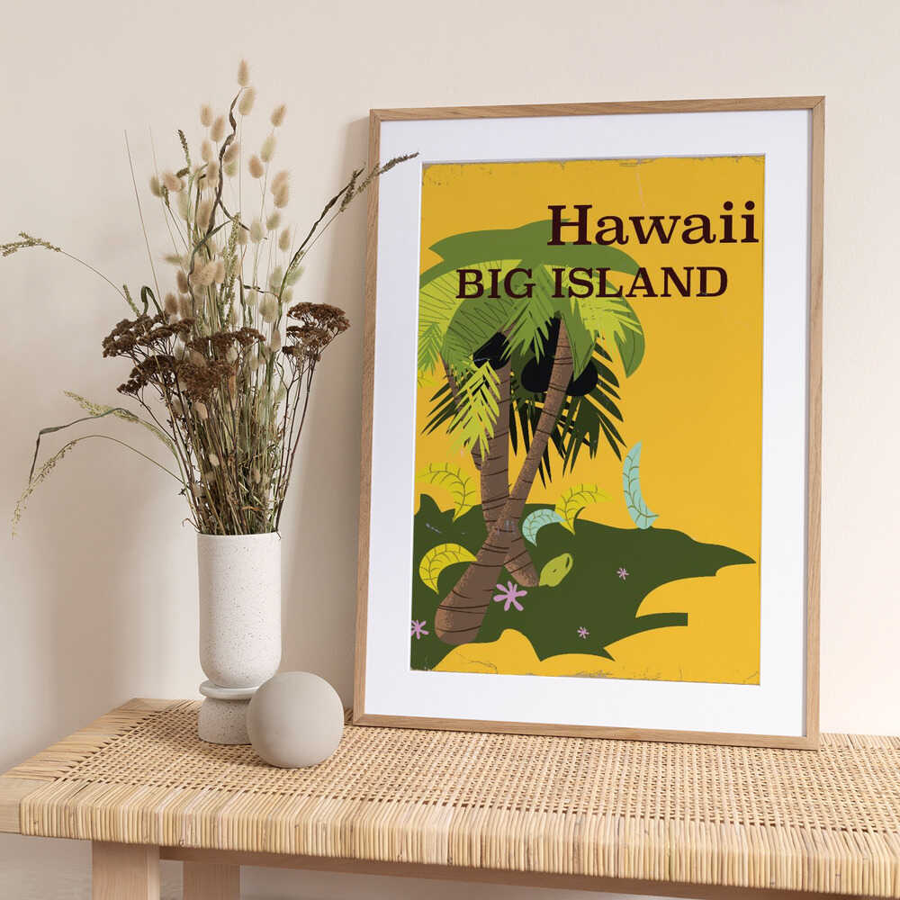 Hawaii Big Island Vintage Travel Poster - Art Print by Nicholas