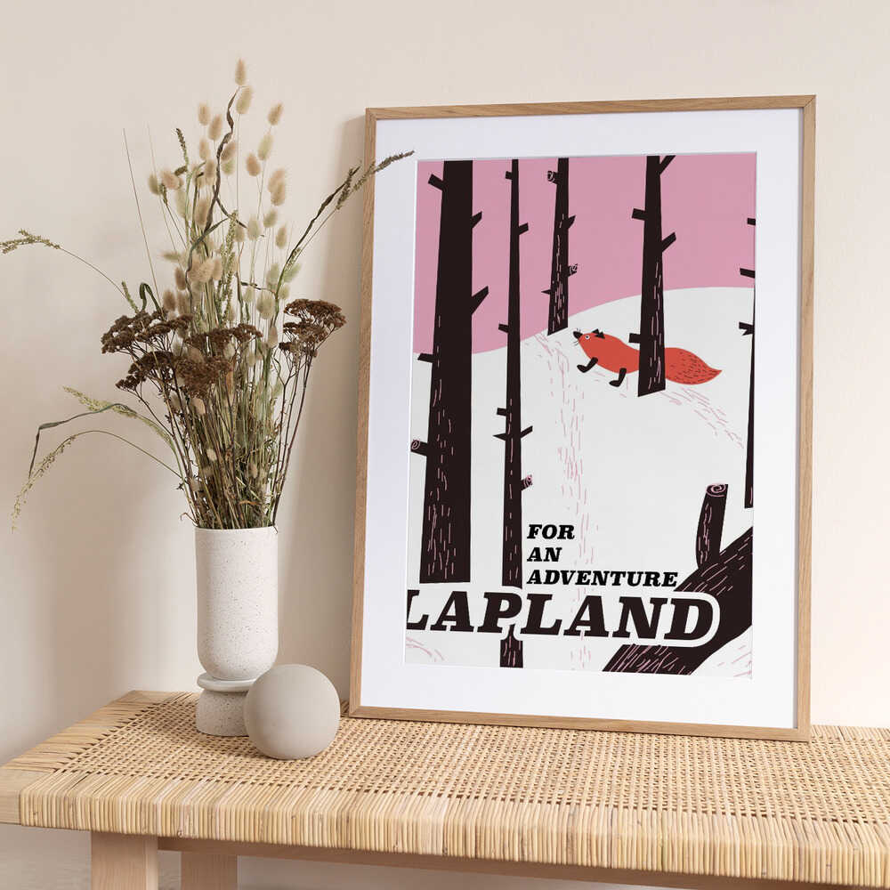 Lapland Vintage Travel Poster - Art Print by Nicholas