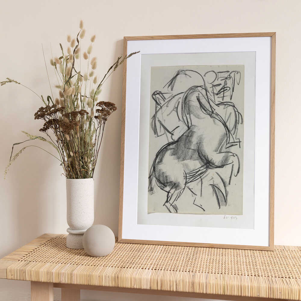 Steigerend Paard Met Figuur Op De Achtergrond - Art Print by Leo Gestel