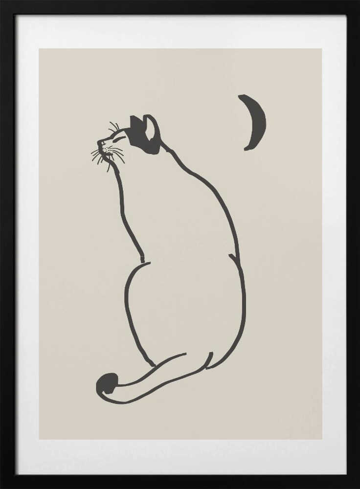 Line Art Cat Drawing 4 - Art Print by Little Dean