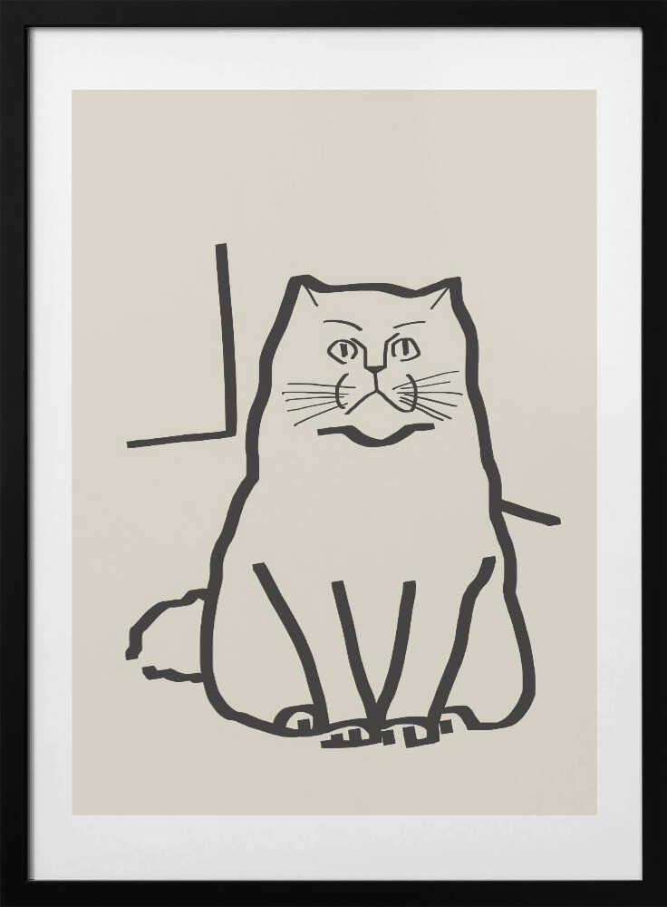 Line Art Cat Drawing 7 - Art Print by Little Dean