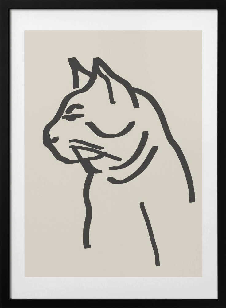 Line Art Cat Drawing - Art Print by Little Dean