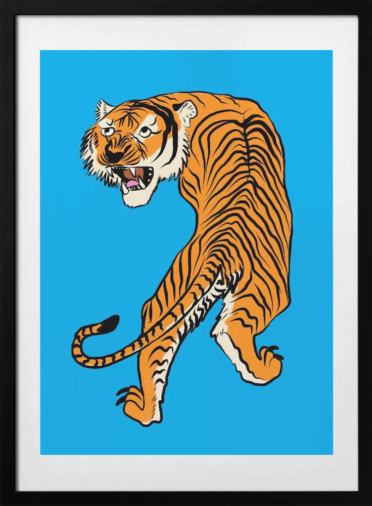 Tiger In Orange and Blue - Art Print by Little Dean