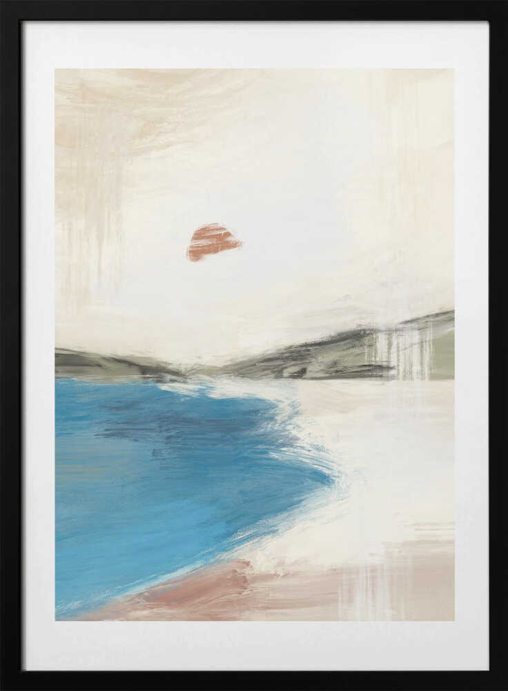 Landscape Painting with a Serene Beach - Art Print by Little Dean