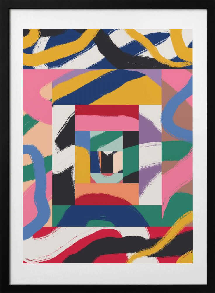 Geometric Shapes and Bold Brushstrokes - Art Print by Little Dean