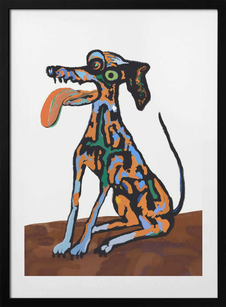 Crazy dog portrait - Art Print by Little Dean