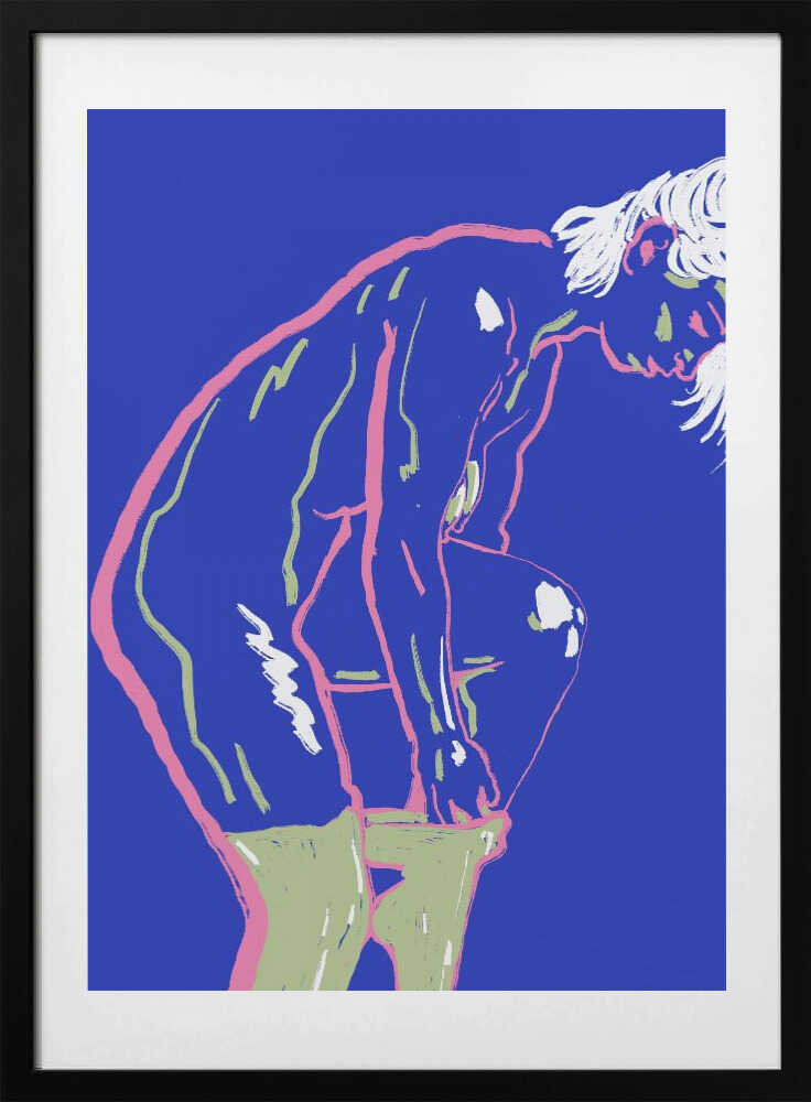 Nude in green leggings - Art Print by Little Dean