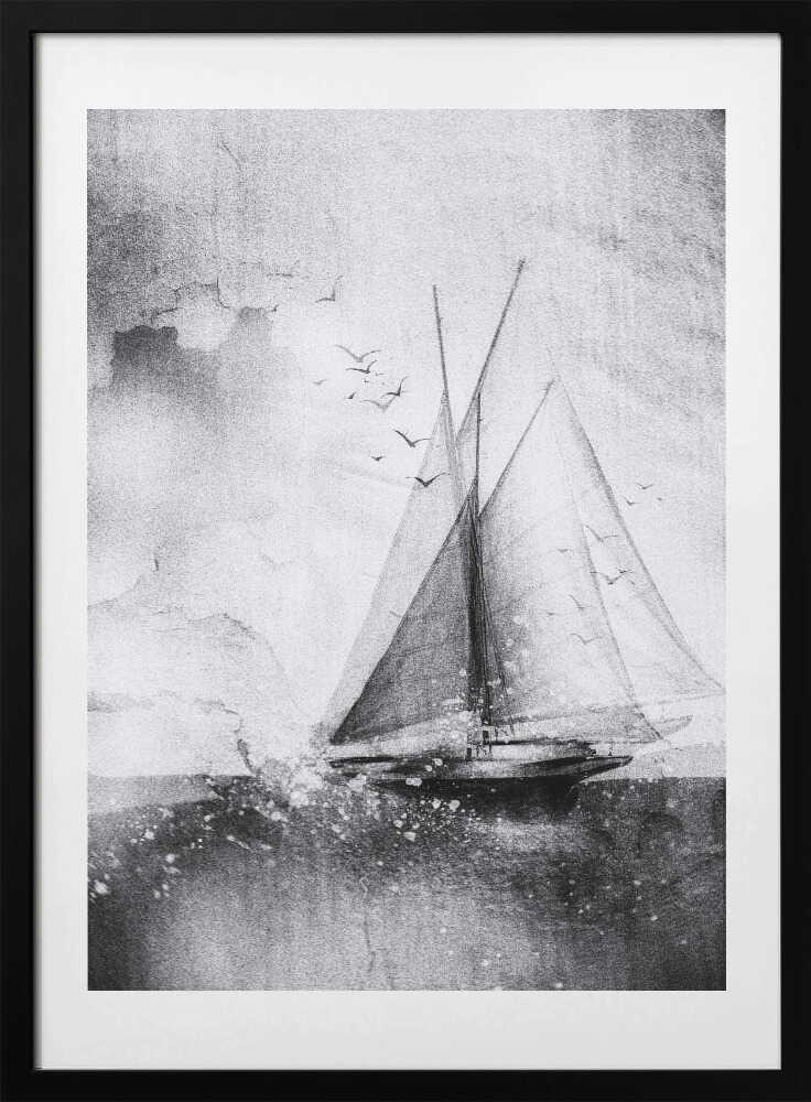 Vintage Sailboat Journey - Art Print by Charlaine Gerber