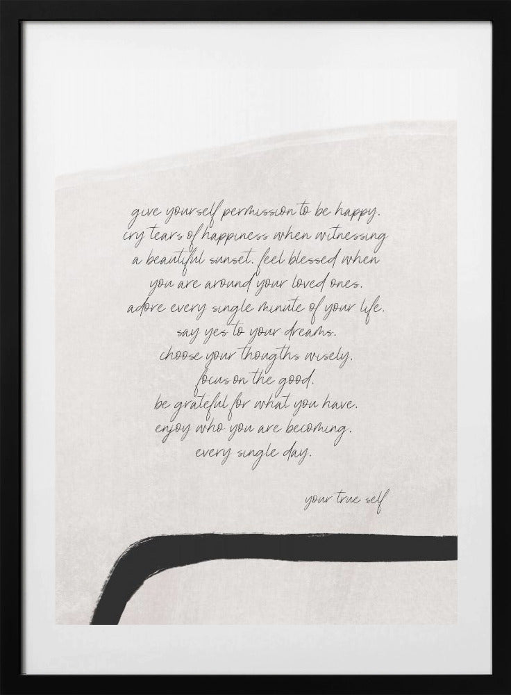 Give Yourself Permission To Be Happy - Art Print by uplusmestudio