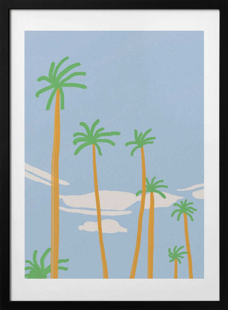 Palm Trees Against A Clear Blue sky - Art Print by Little Dean