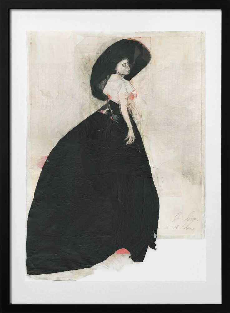 Elegant Woman Black Hat - Art Print by Ute Rathmann