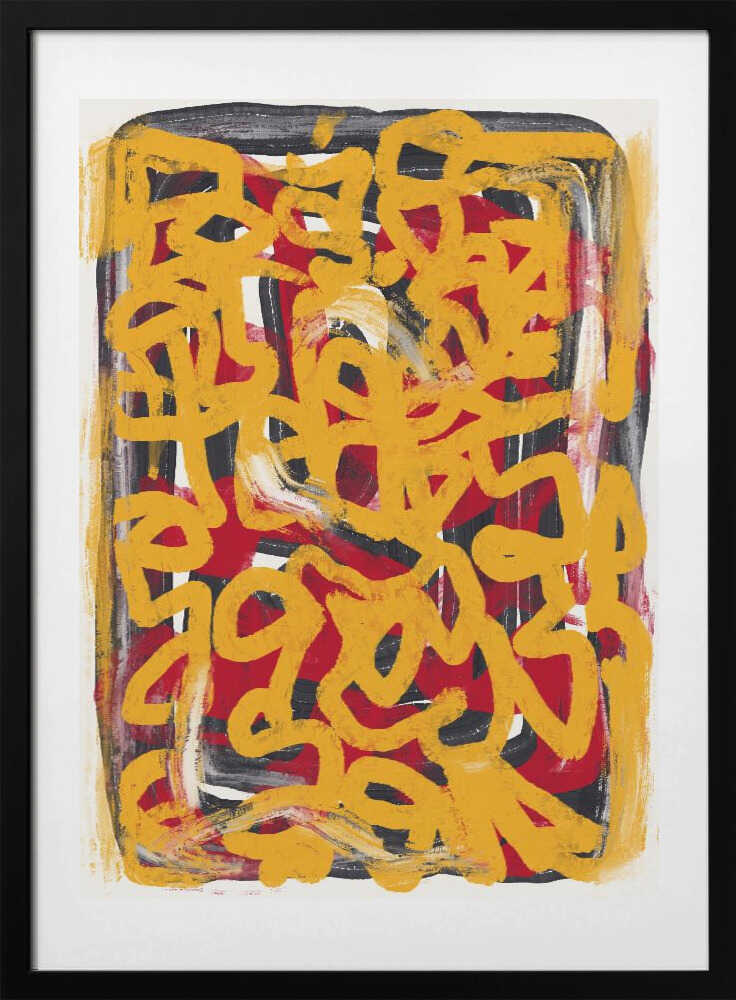 Yellow dotted line art abstract - Art Print by Little Dean