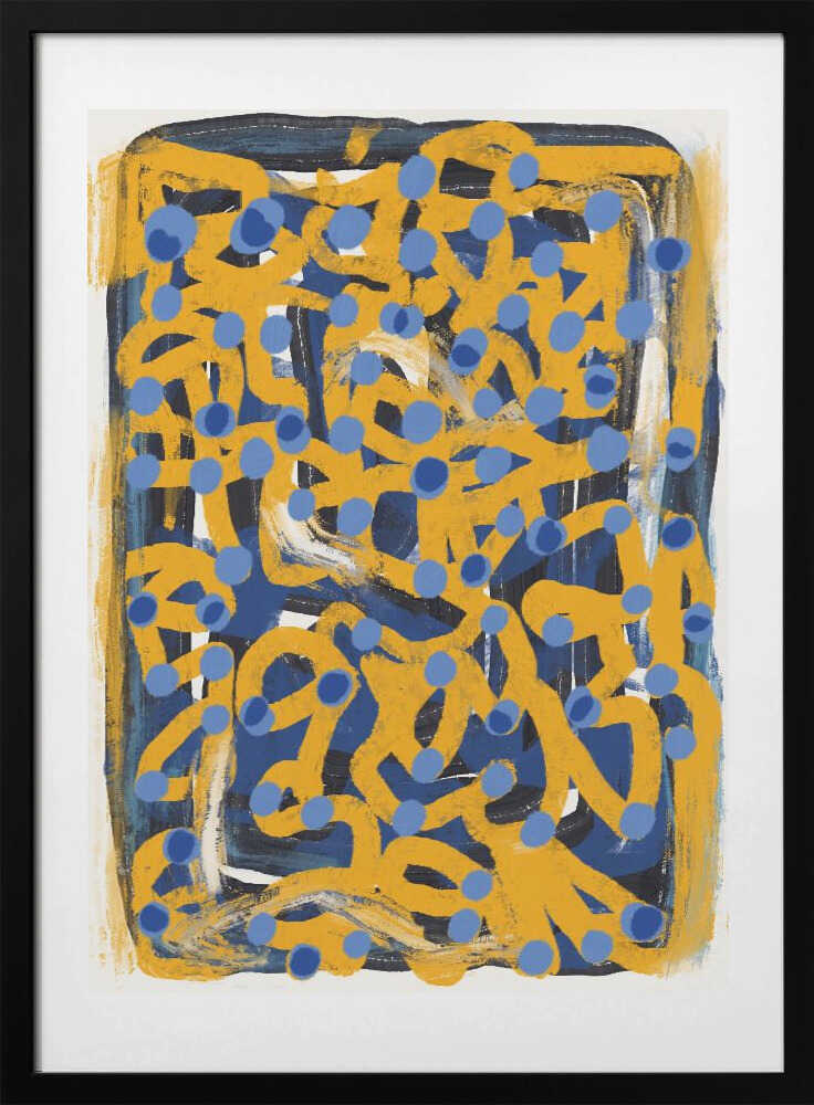 Abstract Blue Polka Dot - Art Print by Little Dean