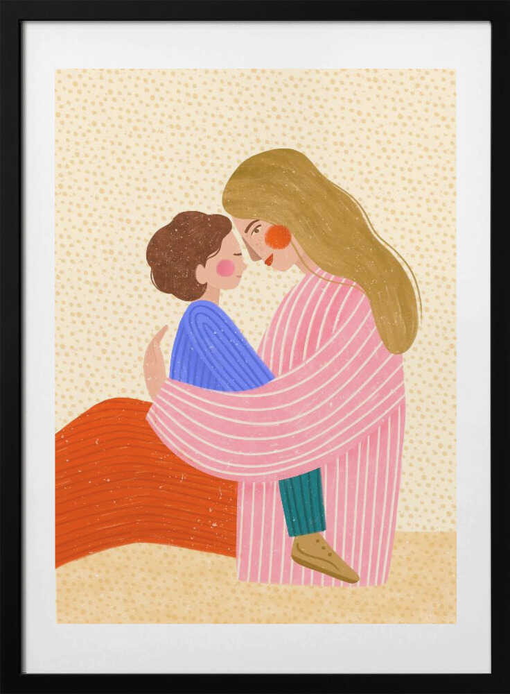Loving Mother Child Embrace - Art Print by Bea Müller