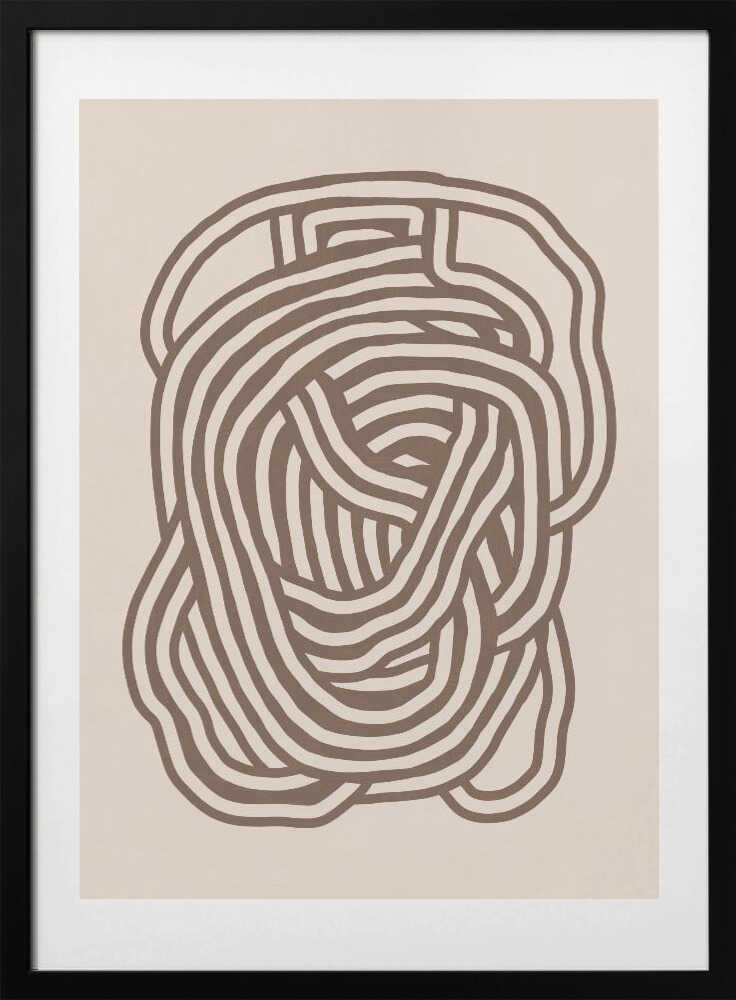 Line art organic shape in beige - Art Print by Little Dean