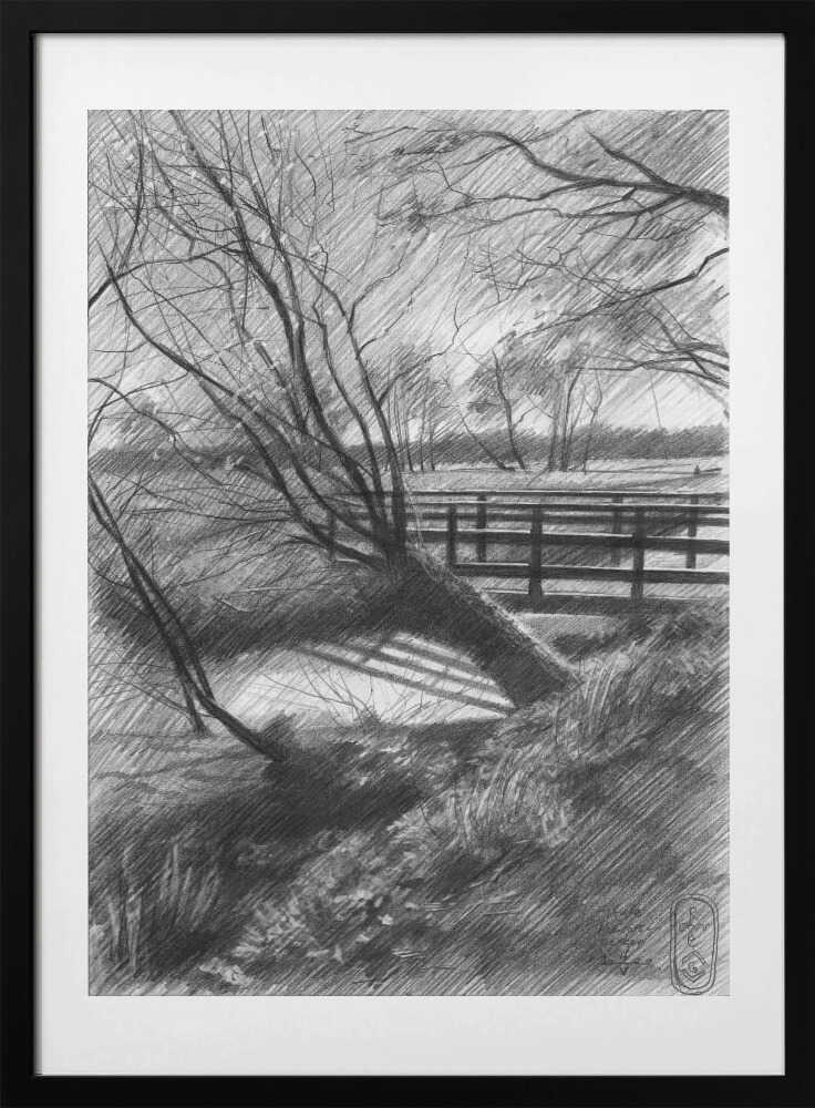 Rural Winter Landscape - Art Print by Corné Akkers