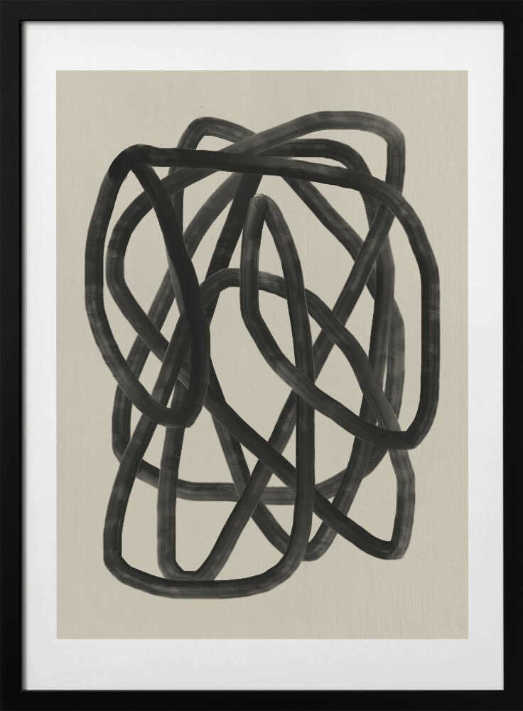 Black Loops On A Beige Canvas - Art Print by Little Dean