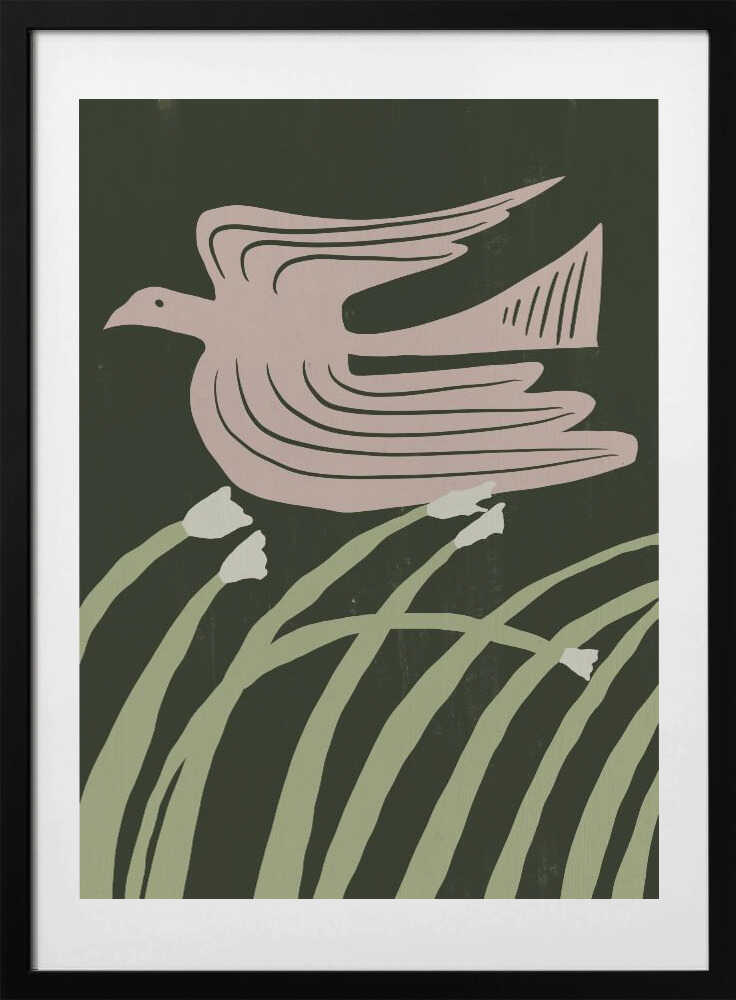 Stylized Bird In Flight - Art Print by Little Dean