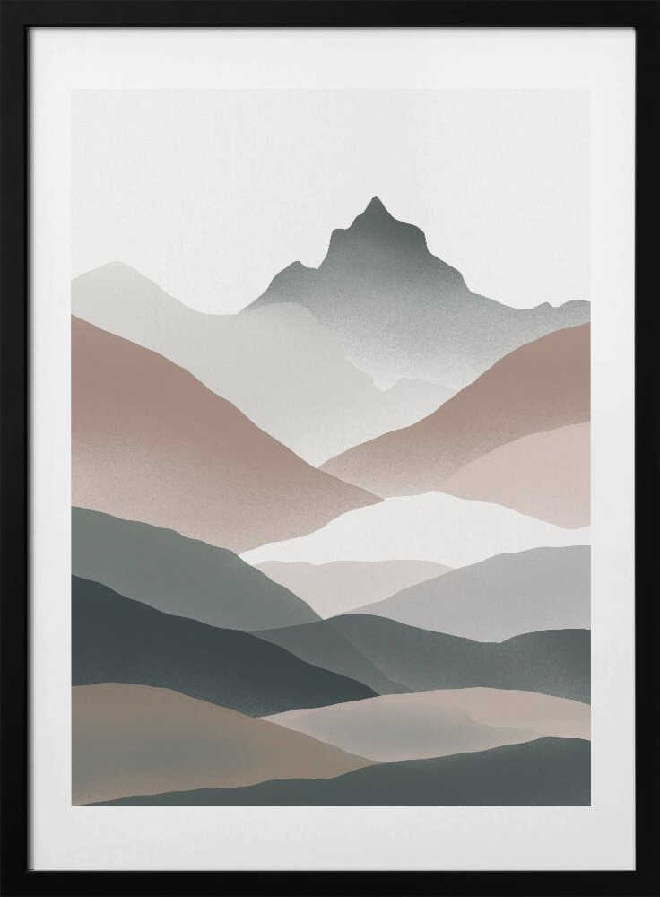 Layered Mountains In Soft Earthy Tones - Art Print by Little Dean