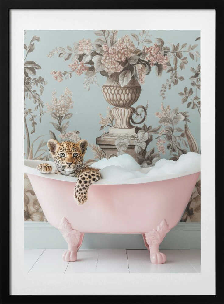 Leopard’s Pink Bubble Bath - Art Print by Niky Rahner