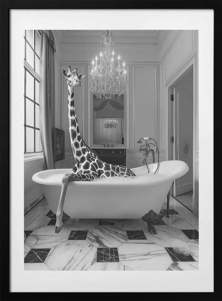 Giraffe Glam Soak - Art Print by Niky Rahner