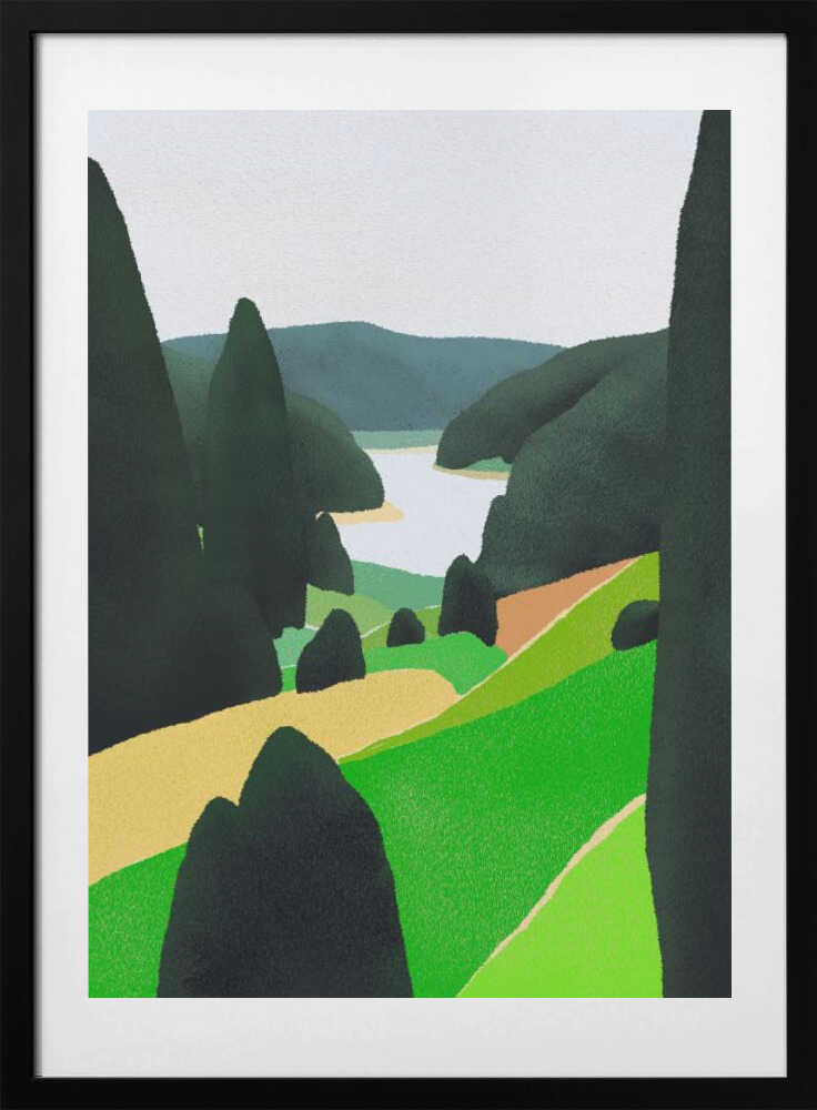 Lake In Further Distance - Art Print by Little Dean
