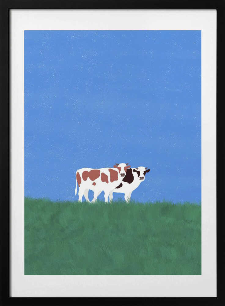 Cows In The Grass - Art Print by Little Dean