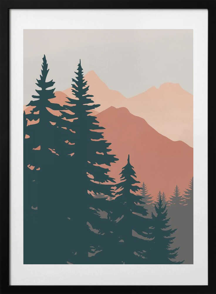 Pine Trees In The Mountains - Art Print by Little Dean