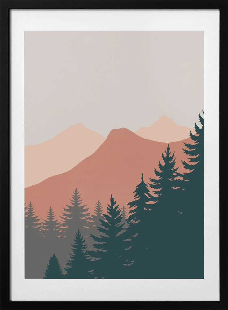 Pine Trees In The Mountains - Art Print by Little Dean