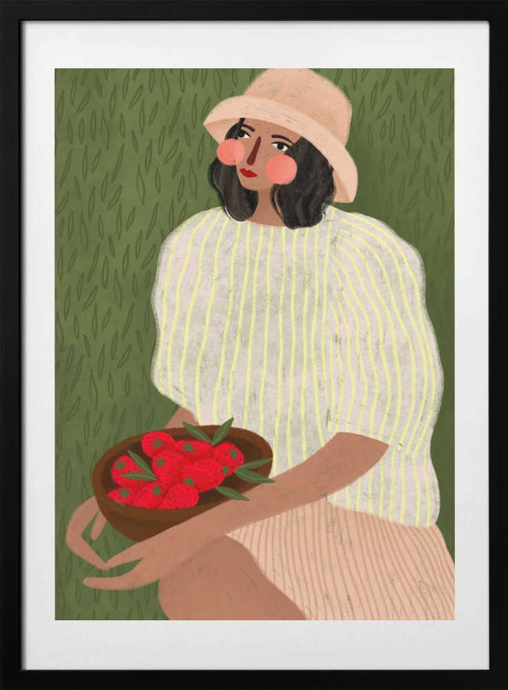Woman with Berry Bowl - Art Print by Bea Müller