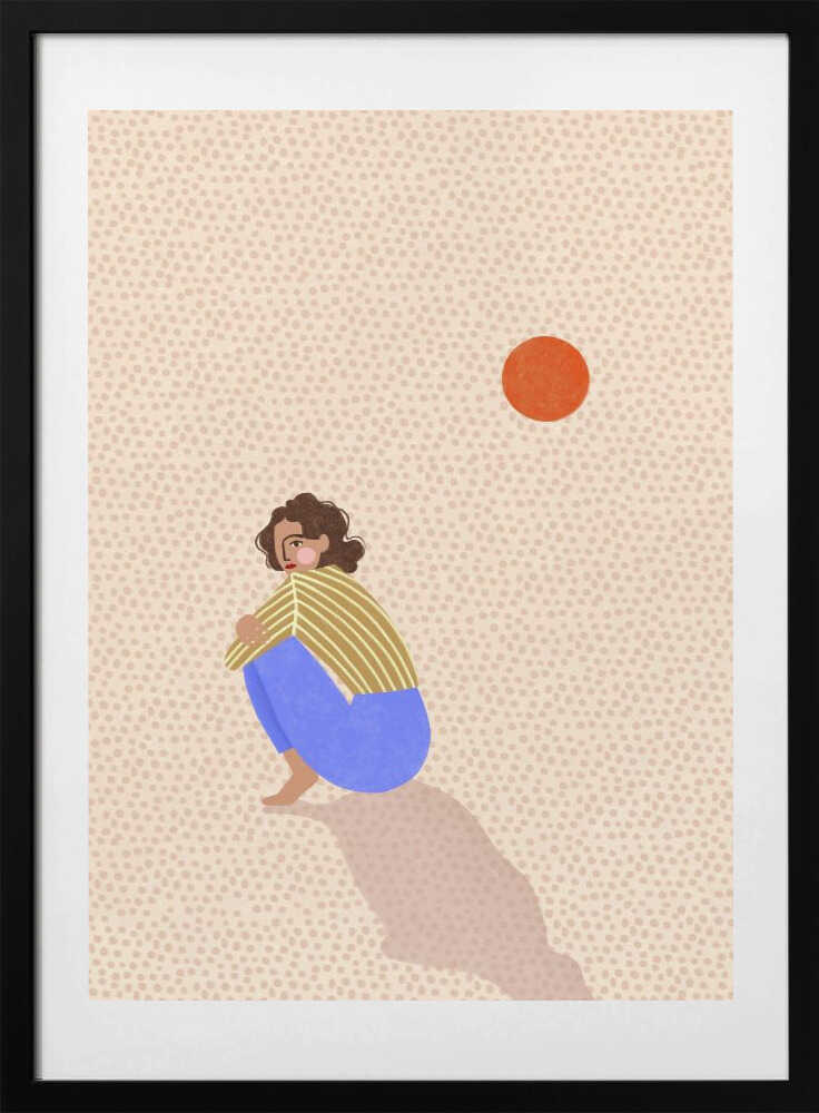 Pensive Woman Under Sun - Art Print by Bea Müller